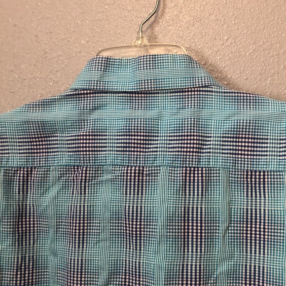 MMXIV plaid shirt Men's XL two tone blue 100% cotton business casual button up - Picture 9 of 10